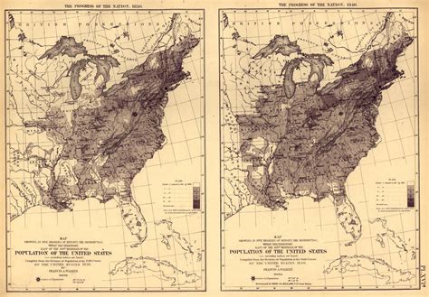 Print of Population of the U.S. by density (1830, 1840) Poster on ...