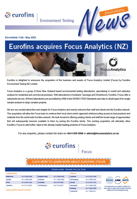 Eurofins Acquires Focus Analytics Nz Eurofins Scientific