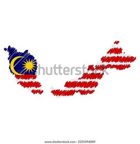 Malaysia Map Color Hand Drawn Sketch Stock Vector (Royalty Free ...