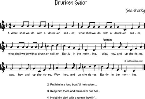 Drunken Sailor - Beth's Notes