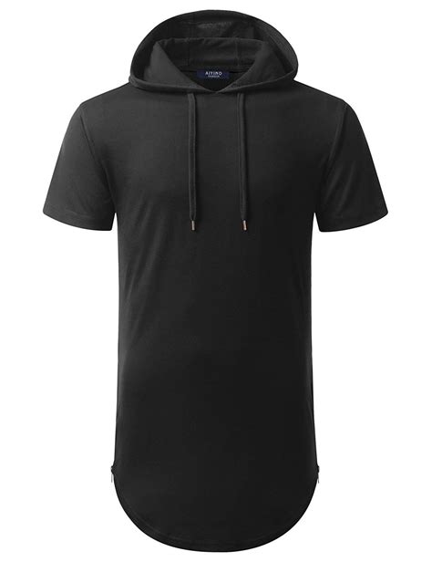 Mens Hipster Hip Hop Shortlong Sleeve Longline Pullover Hoodies Shirts