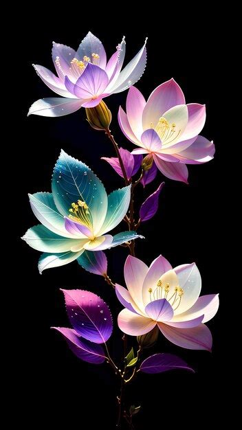 Premium AI Image | Beautiful colorful flowers on a black background