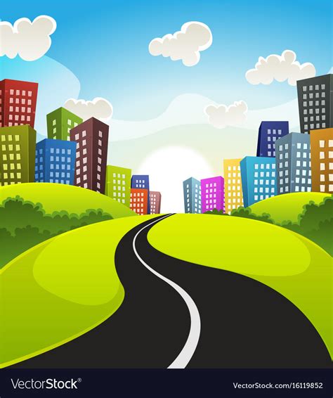 Downtown cartoon landscape Royalty Free Vector Image