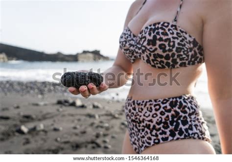 Caucasian Woman Leopard Bikini Showing Volcanic Stock Photo 1546364168 Shutterstock