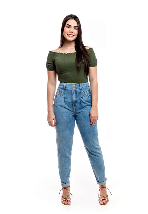 Cal A Jeans Slouchy Alta Sem Elastano Restrito Jeans