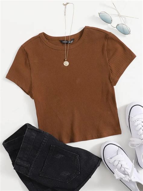 Malhado Simples Ocasional Camiseta Shein Eur Teen Fashion Outfits