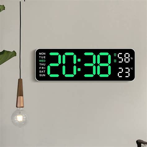 Large Digital Wall Clock Temperature and Humidity Week Display ...