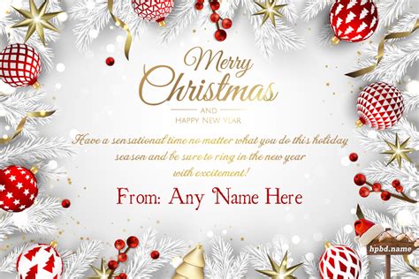 Merry Christmas And New Year Card With Name Edit