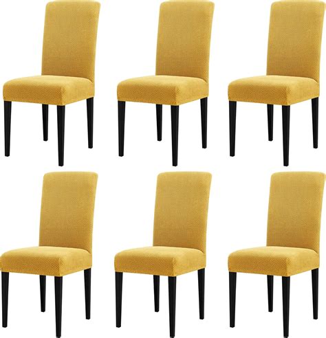 Subrtex Dining Room Chair Covers Set Of 6 Stretchy Chair Slipcovers Non Slip Kitchen Chair Cover