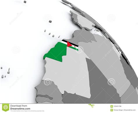 Mapa De Sara Ocidental A Bandeira No Globo Ilustra O Stock