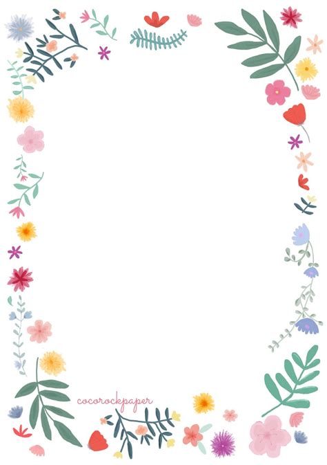 Printable Flower Border Invitation Template Bright Floral Etsy Singapore