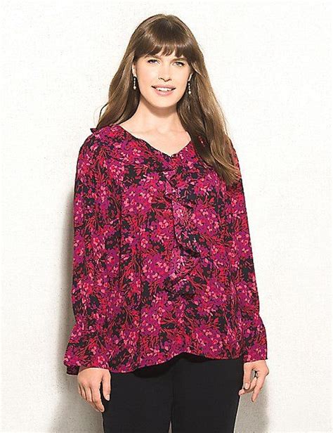 Roz ALI Plus Size Ruffled Floral Blouse Dressbarn Ruffle Floral