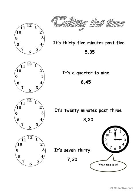 Telling The Time English Esl Worksheets Pdf And Doc