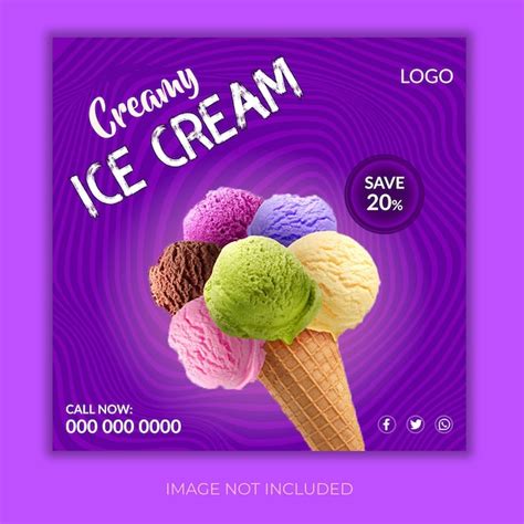 Premium Vector Vector Ice Cream Social Media Post Template Design