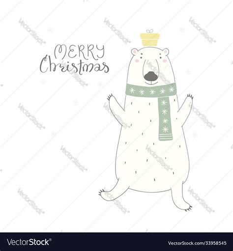 Funny Polar Bear Christmas Card Royalty Free Vector Image