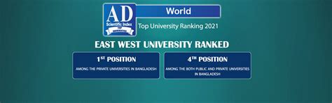 East West University is the Top Private University of Bangladesh in the 'AD Scientific Index ...