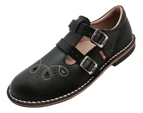 Zapato Rilo 0854 Piel Escolar Suela Vaqueta Doble Hebilla Envío gratis