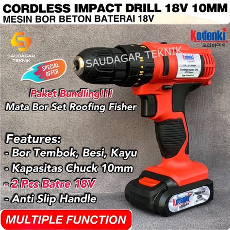 Jual Mesin Bor Beton Tembok Cordless Baterai Kodenki Cordless Impact