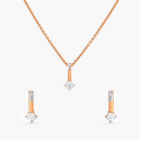 Sublime Petite Diamond Pendant With Chain And Earrings Set