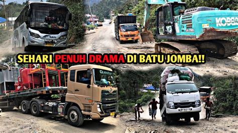 Truck Muatan Puluhan Ton Kewalahan Di Batu JombaPenuh Drama Dalam