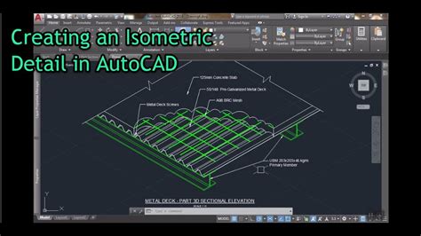 Composite Metal Deck Slab Isometric Drawing In Autocad Youtube