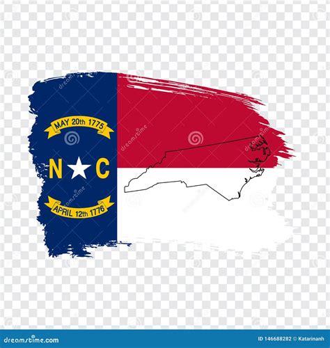 Flag Of North Carolina From Brush Strokes And Blank Map North Carolina