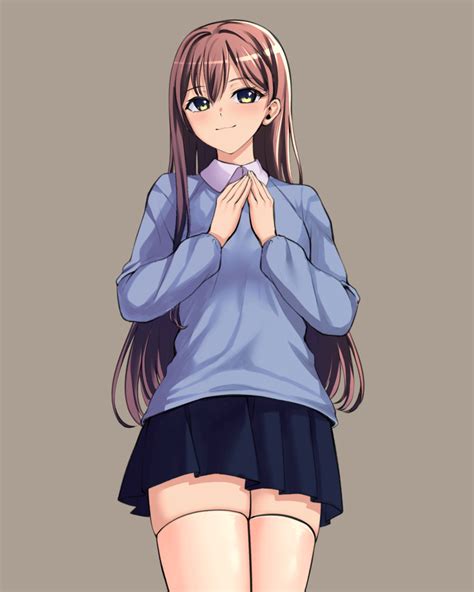 Safebooru 1girl Bang Dream Bangs Blue Shirt Blue Skirt Brown