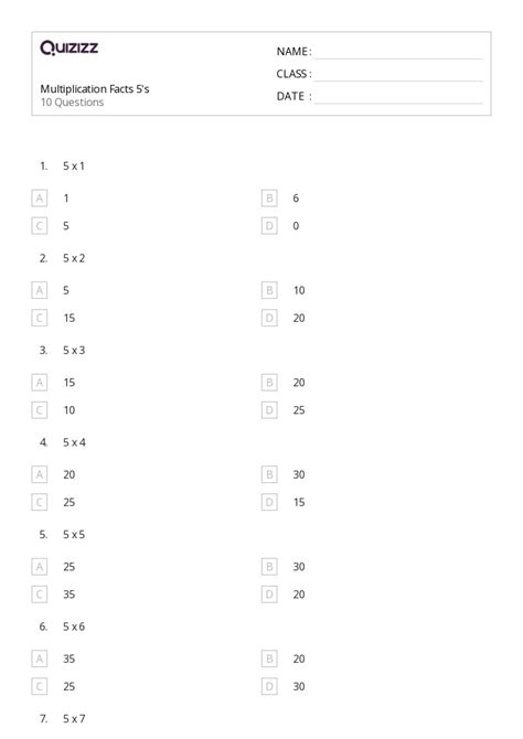 50 Multiplication Facts Worksheets For 4th Grade On Quizizz Free And Printable