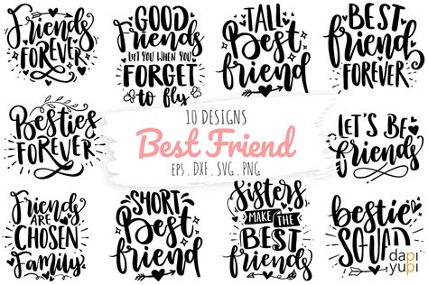 Best Friend Quotes Bundle Friends SVG Bundle 1248806 Hand Lettered