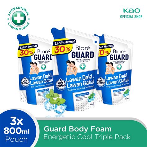 Jual Biore Guard Sabun Mandi Energetic Cool Pouch Ml Triple Pack