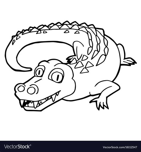 Cartoon cute crocodile coloring page Royalty Free Vector