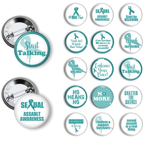 Sexual Assault Awareness Pins 125 Inch Pinback Buttons Sexual Assault