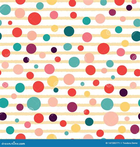 Vector Stripes And Dots Seamless Pattern On White Background Stock