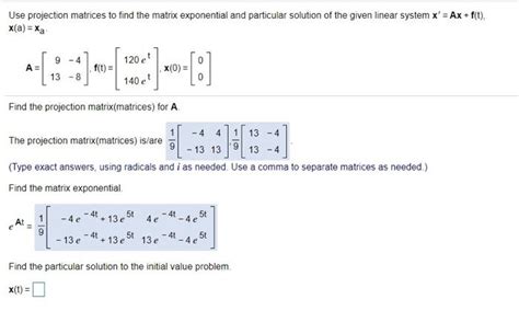 Solved Use Projection Matrices To Find The Matrix Chegg