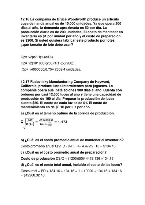 Control De Produccion La Compa A De Bruce Woodworth Produce Un