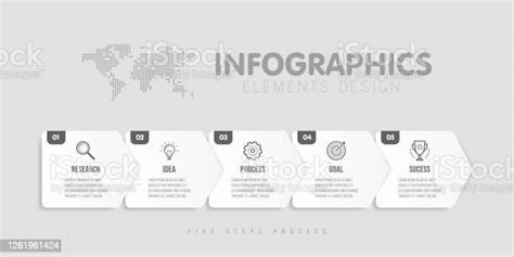비즈니스 인포그래픽 템플릿입니다 5 개의 화살표 단계 5 개의 숫자 옵션이있는 타임 라인 벡터 5가지 개체에 대한 스톡 벡터