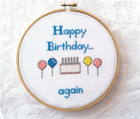 Happy Birthday Cross Stitch Pattern Pdf Pattern Snarky Etsy Cross