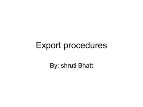 export procedures