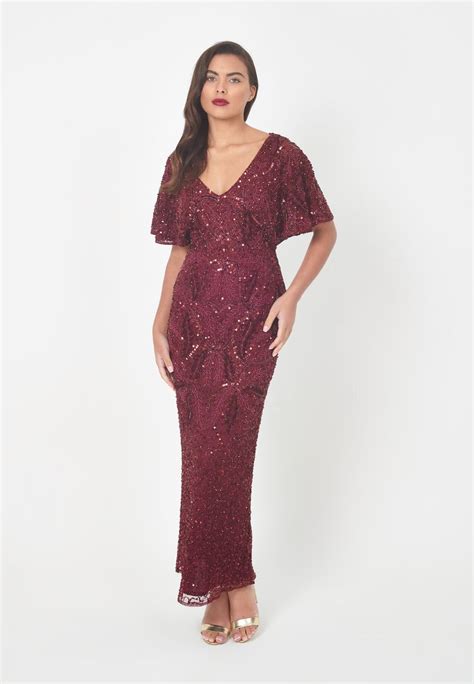 Beauut Embellished Sequins Maxi Robe De Cocktail Berry Framboise