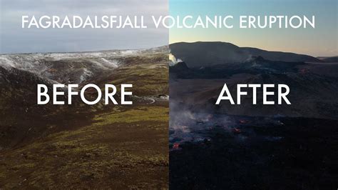 Before And After Video Of Fagradalsfjall Volcanic Eruption Youtube