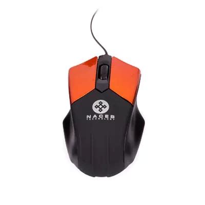 Mouse Naceb Optico USB 1000 DPI Alámbrico Retractil Negro Naranja