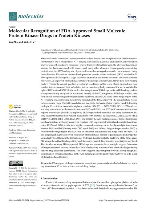 PDF Molecular Recognition Of FDA Approved Small Molecule Protein