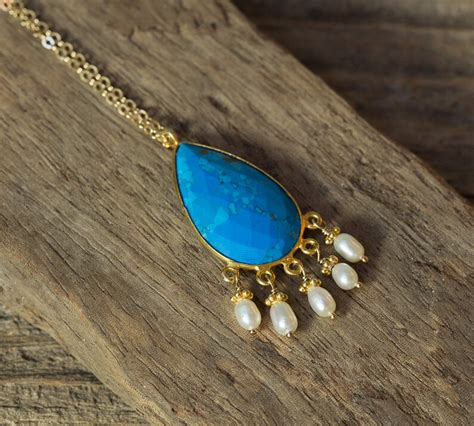 Turquoise Necklace December Birthstone Turquoise Pendant Etsy