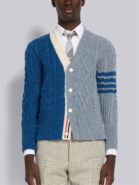 Fun Mix Aran Cable Donegal Bar Cardigan Thom Browne