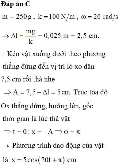 Một con lắc lò xo treo thẳng đứng m 250 g k 100 N m Kéo vật