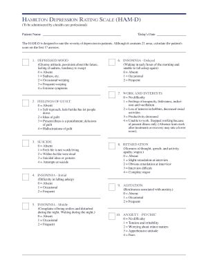 Fillable Online Hamilton Depression Rating Scale Hamd To Be