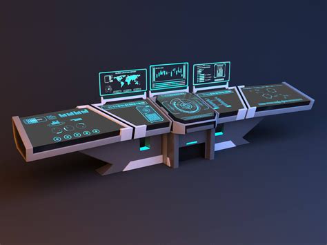 Sci-fi Futuristic Control Desk - Console 3D Model by malibusan