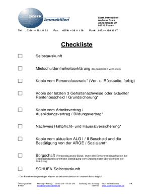 Fillable Online Checkliste Stark Immobilien Fax Email Print Pdffiller