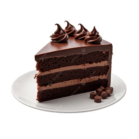 chocolate cake slice white background