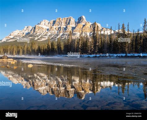 Beautiful View Of Castle Mountain Located Within Banff National Park